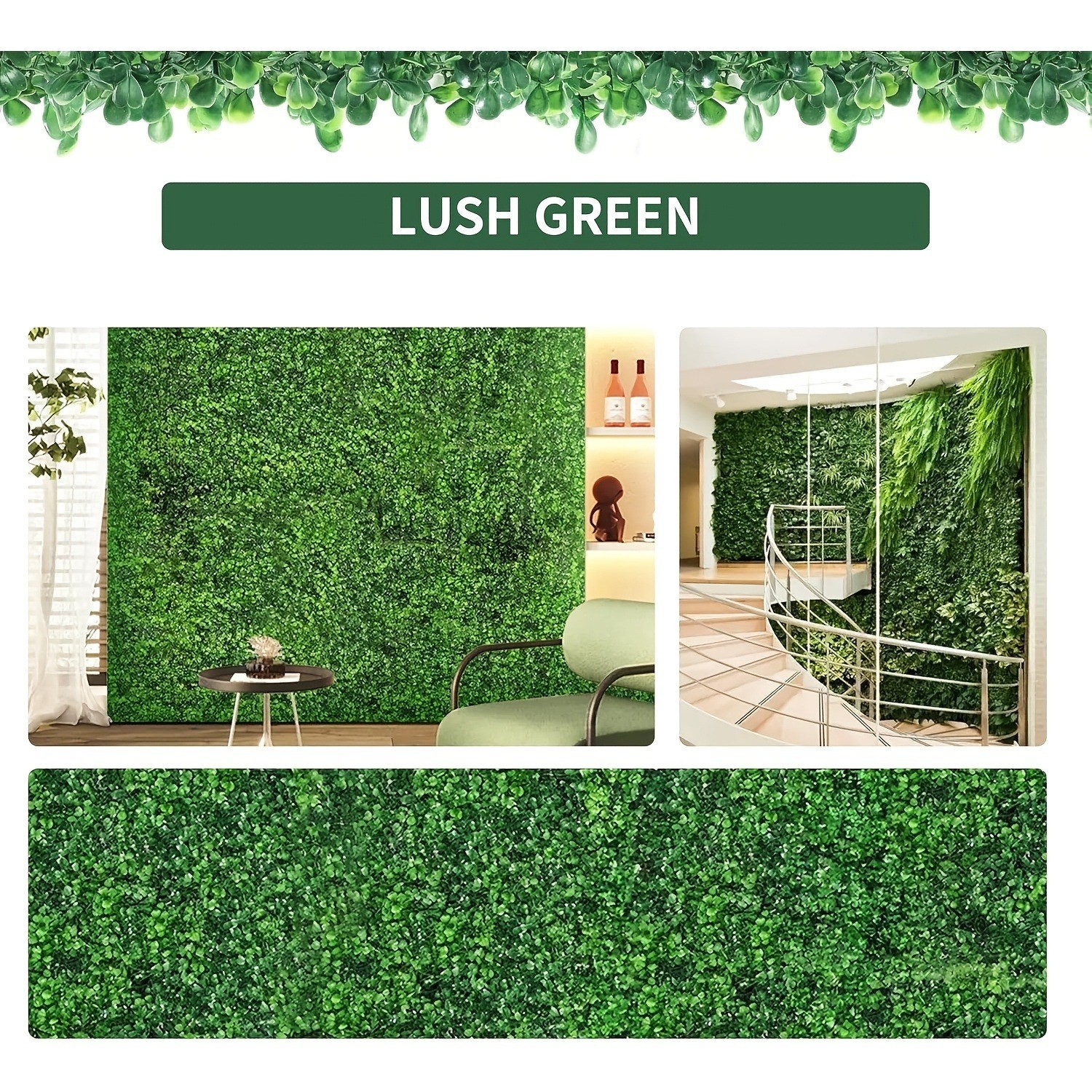24×16 inch artificial wall grass decoration,12 pieces of yew wood board