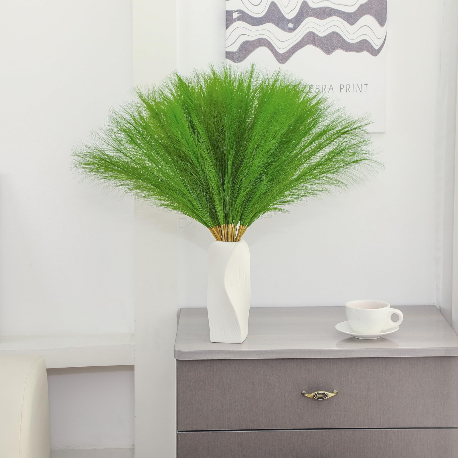 30pcs 22″ Green Pampas Grass – Faux Pampas Grass Decor Artificial Pampas Gras…