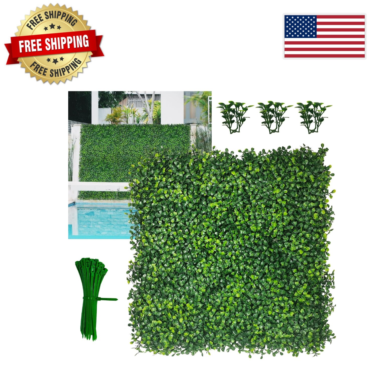 UV-Resistant 10×10 Faux Boxwood Panel (12 P) for Elegant Indoor Outdoor Privacy