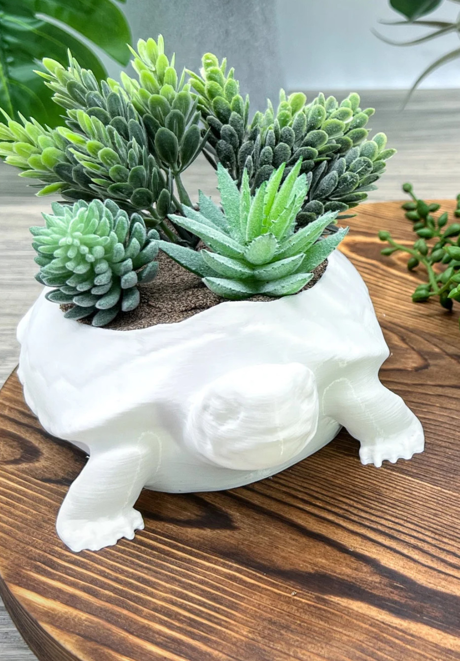 Cute White Turtle Planter – Succulent Plant Pot, Decorative Piece, Indoor Flower