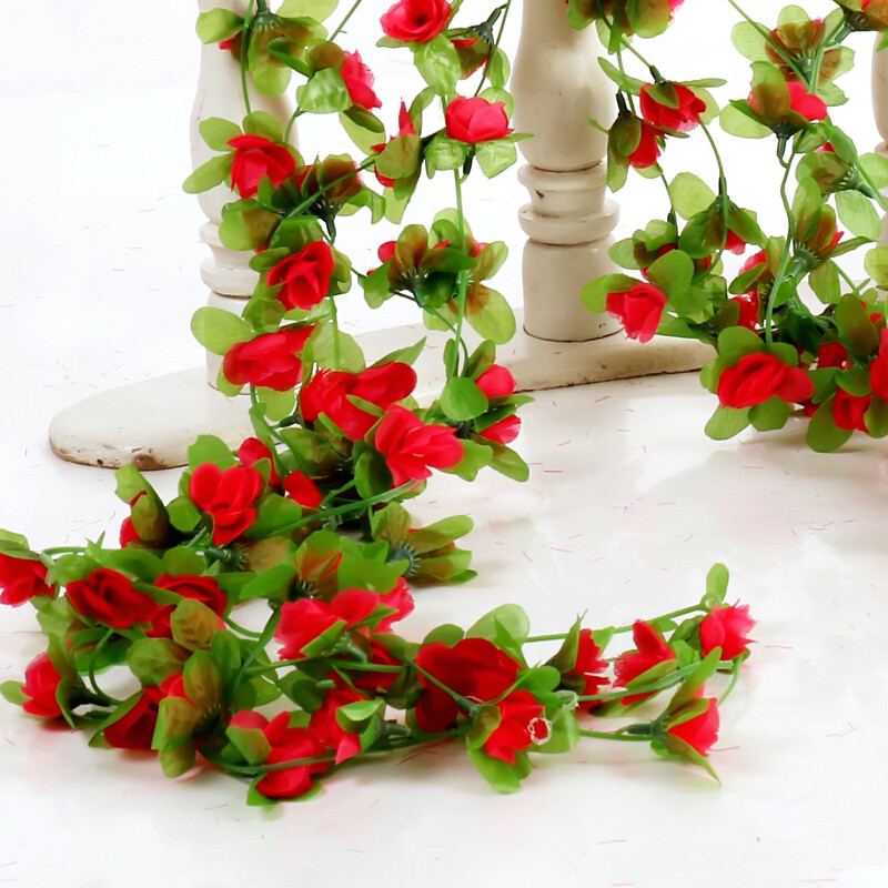 1PCS Silk Rose Artificial Flowers Vine Garland Fake Ivy Arch Hanging Fake Plant