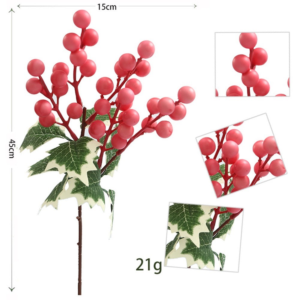 Set of 8 Artificial Holly Berry Branches 17 7 Inch for Home and Office Decor