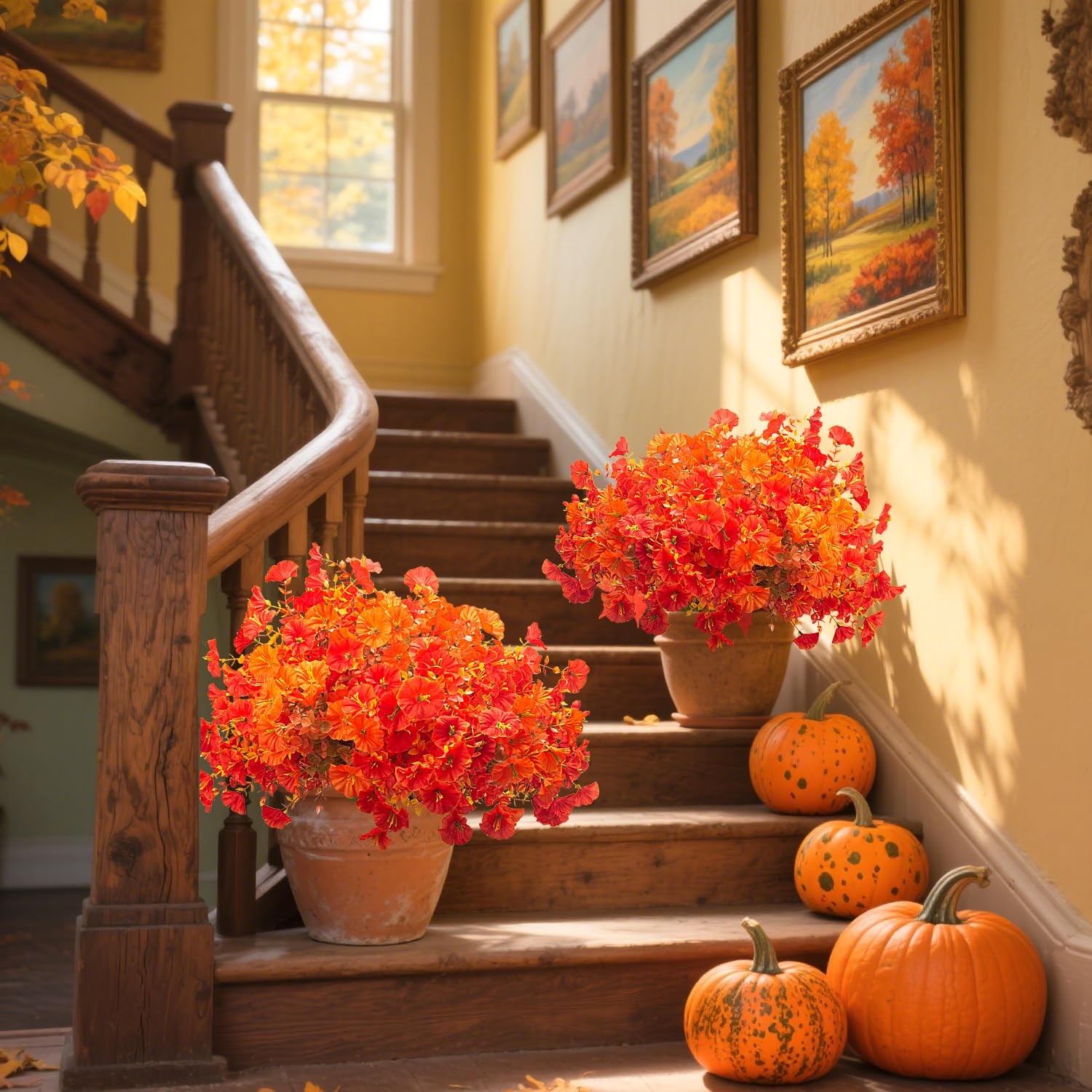 16 Bundles Artificial Fall Flowers No Fade Faux Autumn Plants, Fake Indoor Ou…