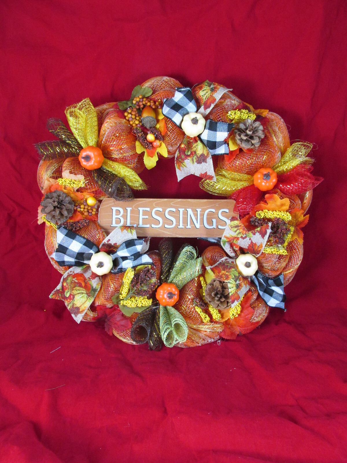 Fall Bubble Cruffle Deco Mesh Ribbon Wreath