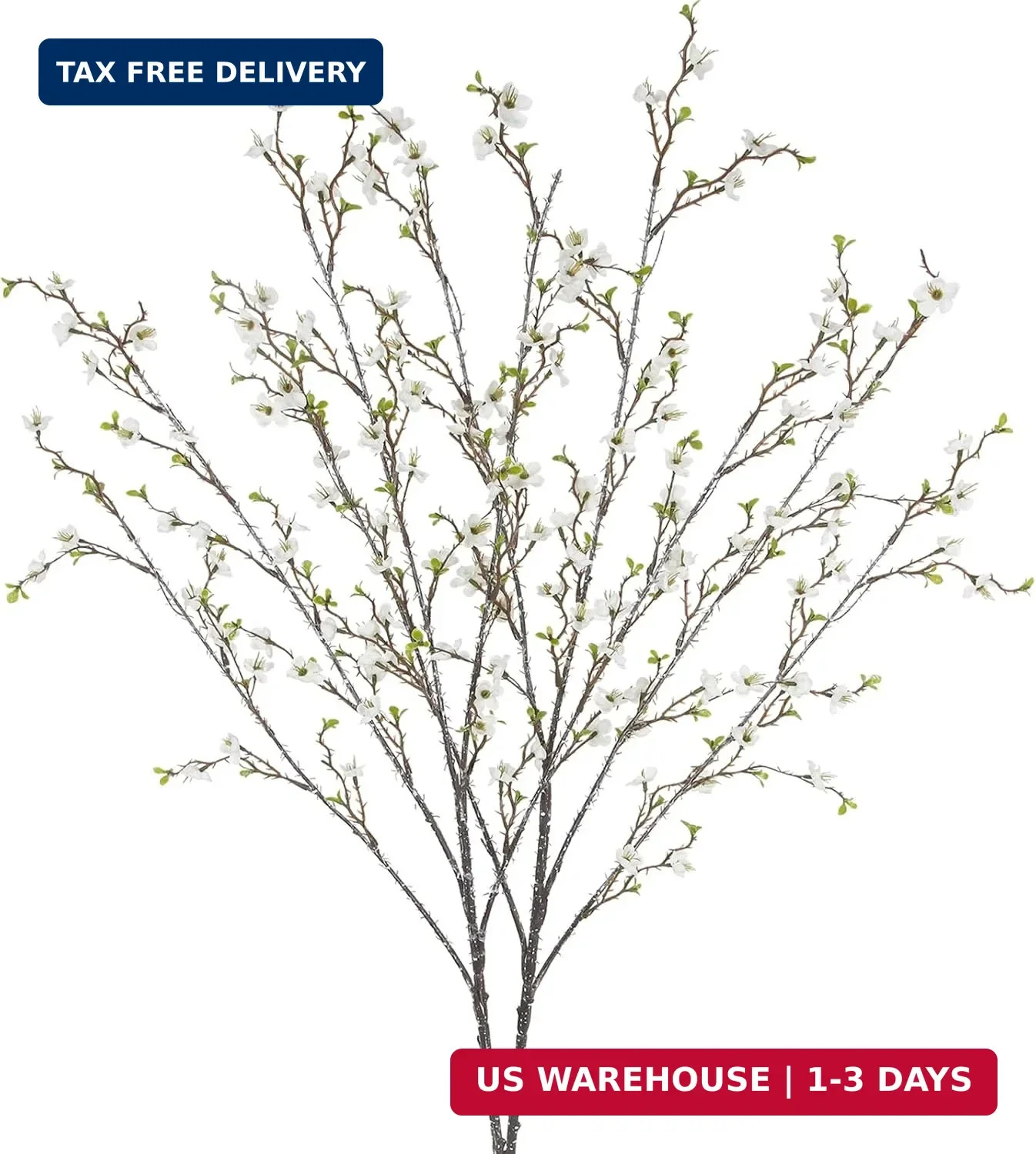 CISDUEO 2Pcs Artificial Cherry Blossom Branches 43.3″ Long Stem Faux Plum Blosso