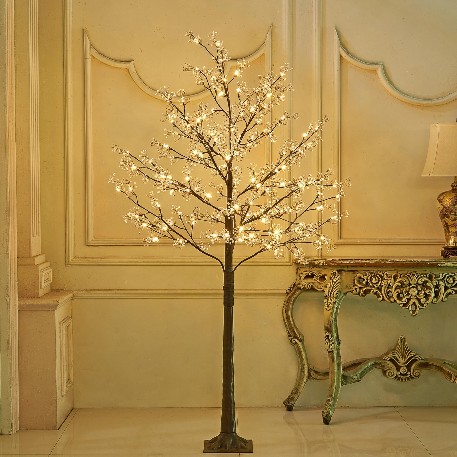 6FT Lighted Gypsophila Tree 176 LED Artificial Baby Breath Flowers Tree with …