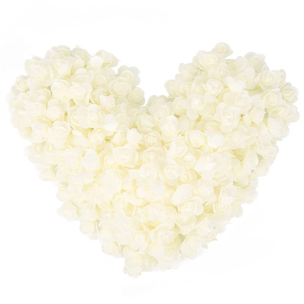 Ivory Mini Foam Rose Heads 500 PCS Artificial Flowers for DIY Crafts Bouquets