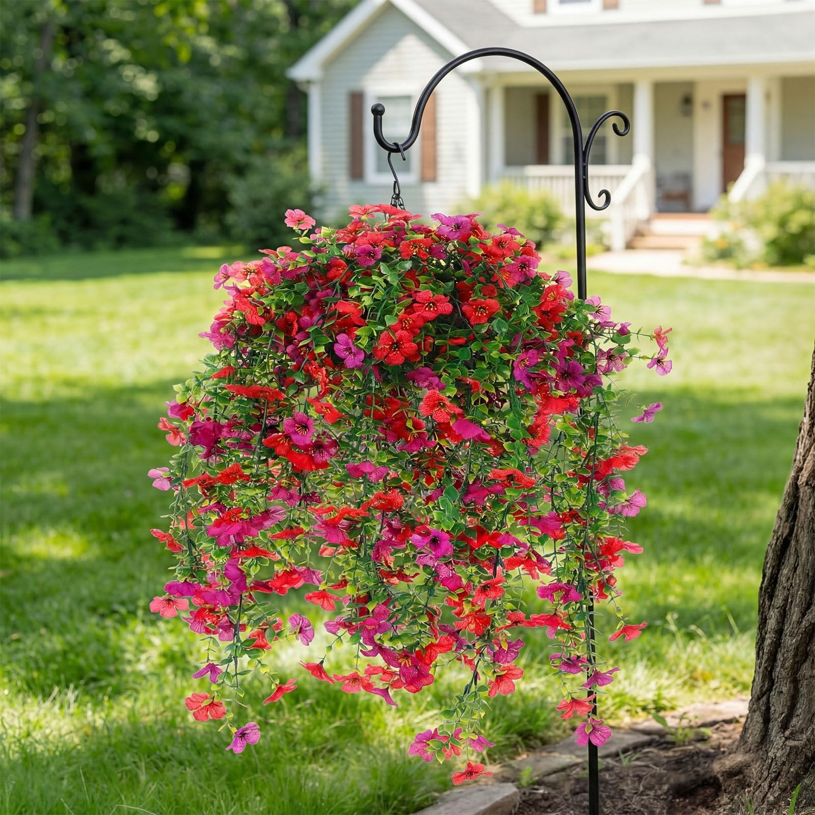 4 Pcs 30In Artificial Hanging Flowers for Outdoor Planter 156 Branches Traili…