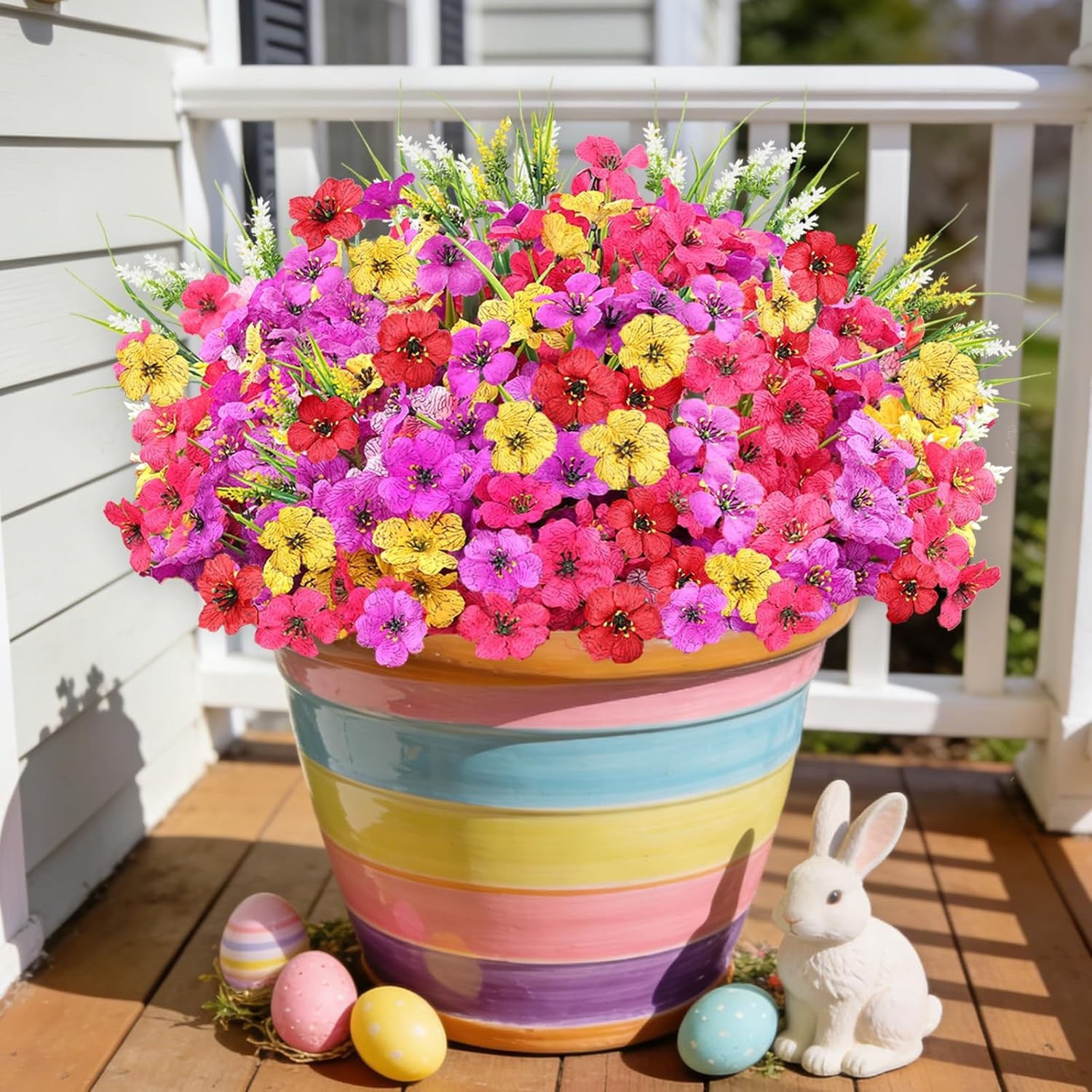24 Bundles Realistic Fake Flowers for Outdoors, No Fade Faux Silk Flowers & Arti