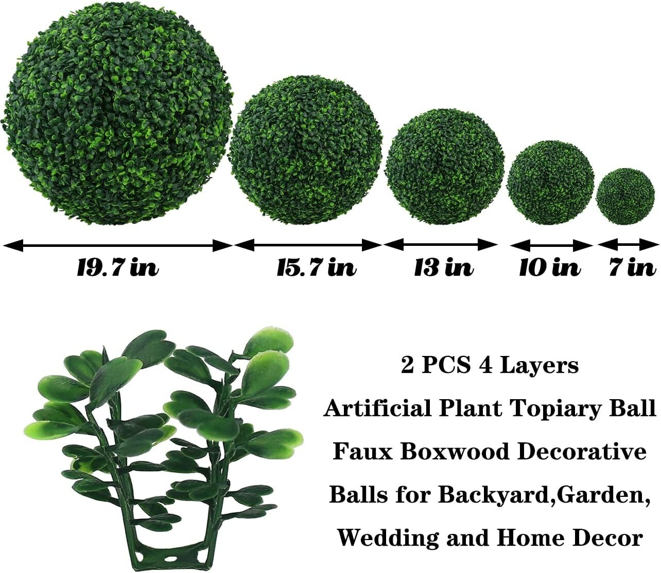 15.7-Inch Artificial Boxwood Plant Balls – Perfect for Weddings & Home Décor