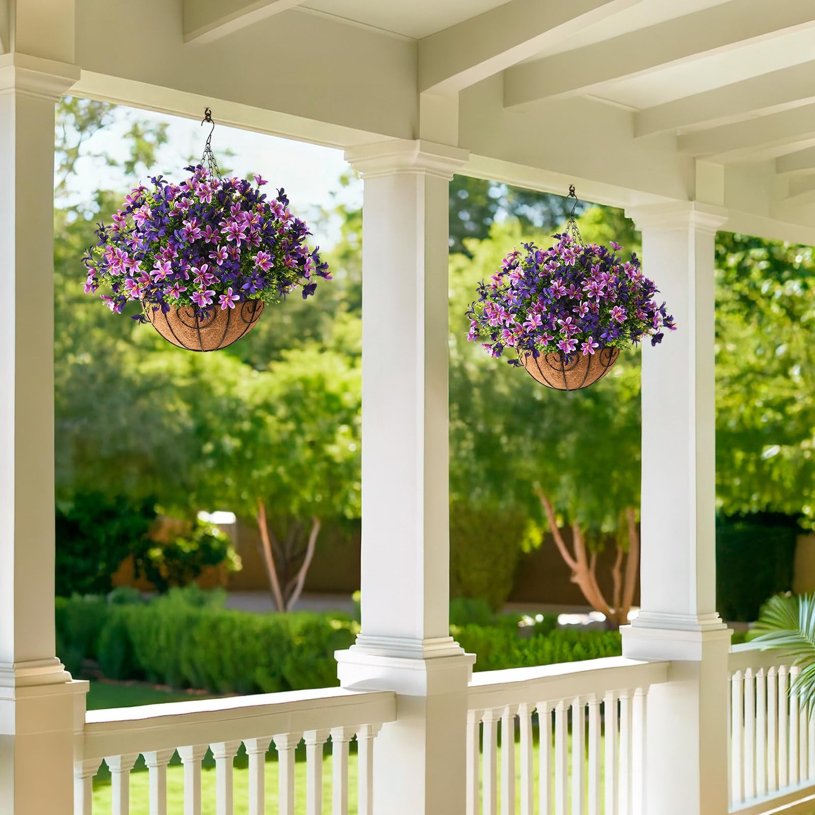 INQCMY Artificial Hanging Flowers for Outdoors, 5 Bundles UV Resistant Artifi…