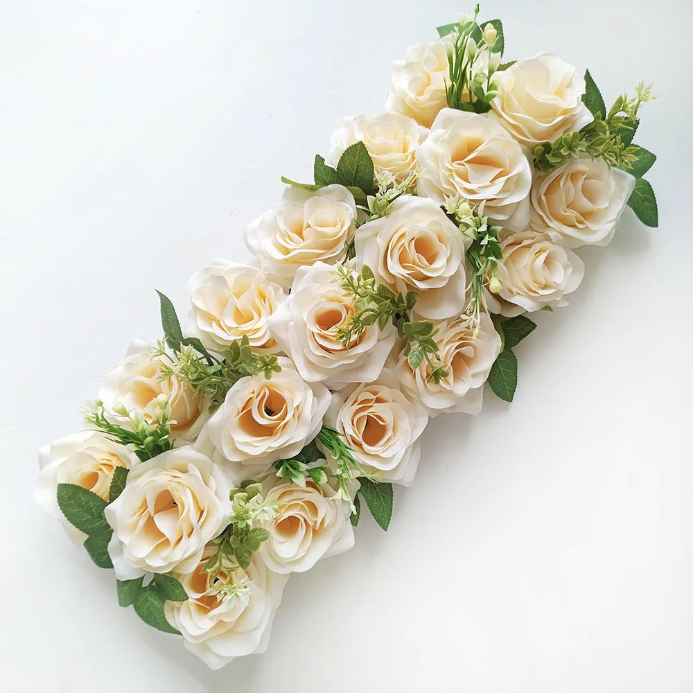 22x50cm Artificial Rose Flower Row Wedding Decoration Wall Backdrop Garland NEW