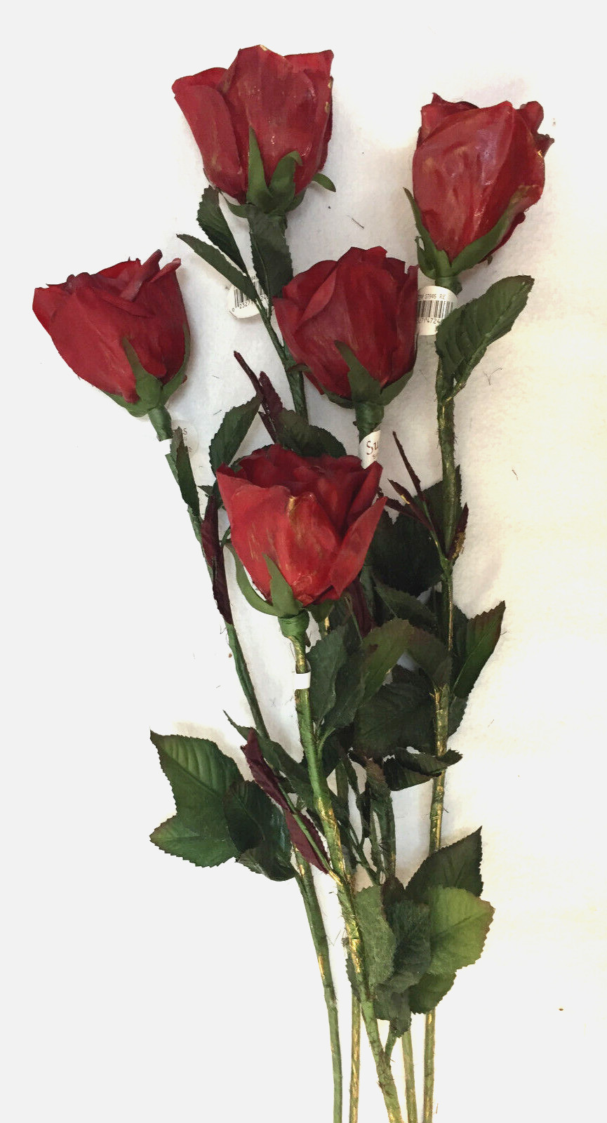 Red Roses Stems Long Stem 29″ Faux Artificial Indoor Decoration Lot of 5