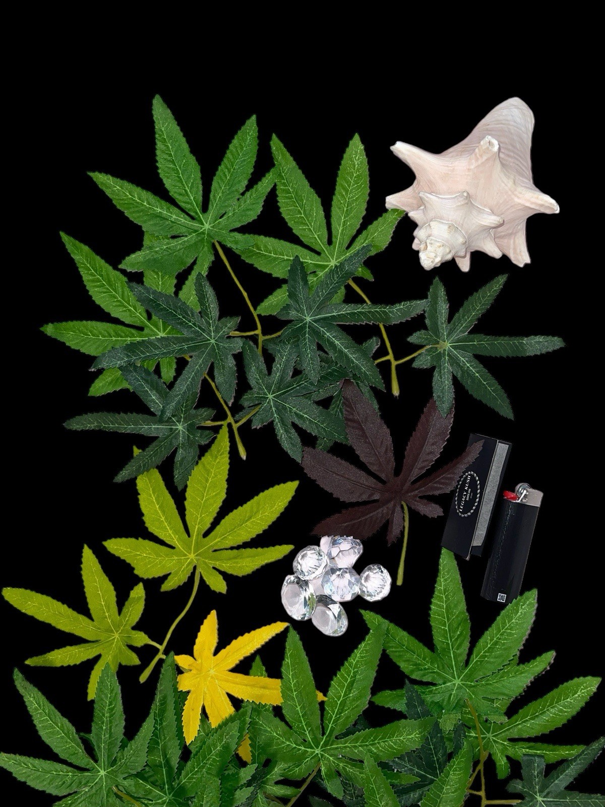 96 Faux Cannabis Leaves Artificial Pot Leaf Party Craft Decor 5” Green
