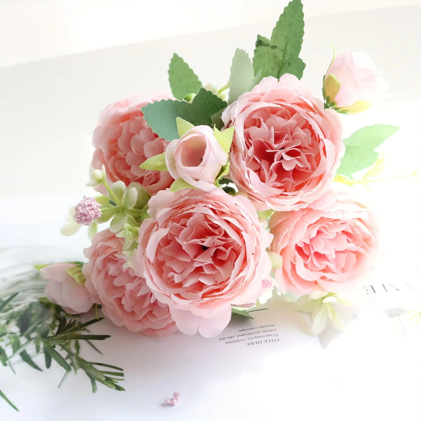 4 Bouquet Silk Peony Artificial 36 Heads Fake Flowers Home Wedding Party Decor