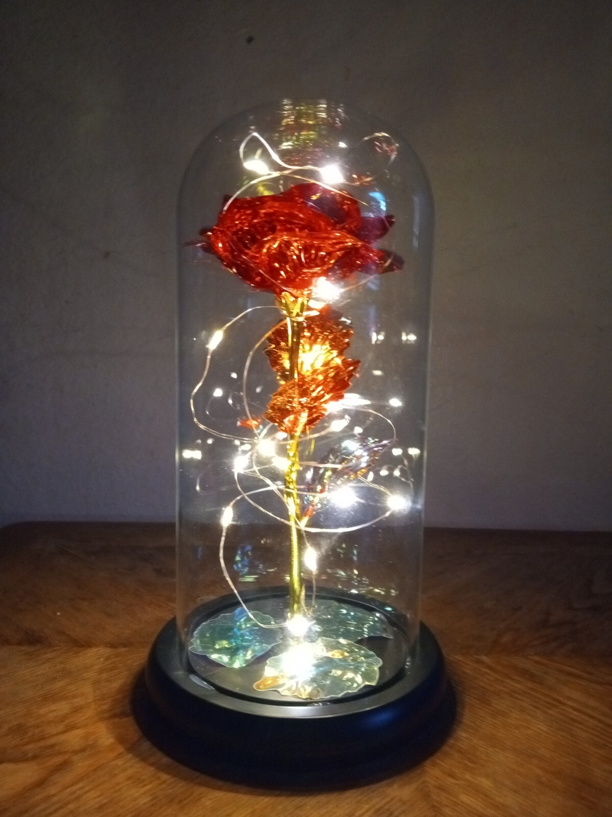 LED Red Rose, Glass Dome. Gifts 4 Women. Christmas or Anytime. Tested Batteries