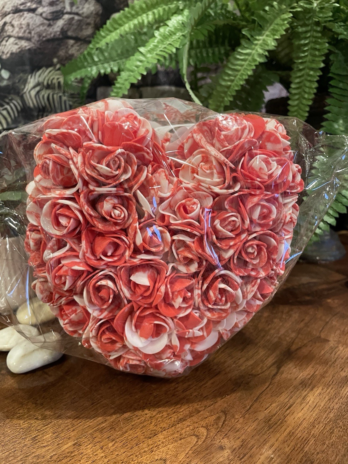 9” Artificial Rose Teddy Bear Pink White Gift ~ Anniversary Valentine Decor