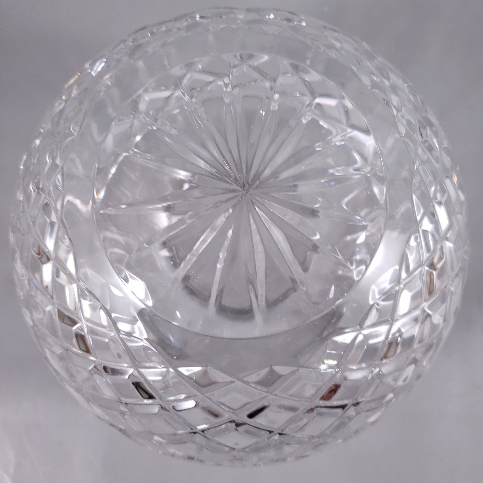 MCM Bohemian Clear Cut Crystal Rose Bowl & Brown Macrame Plant Hanger SET