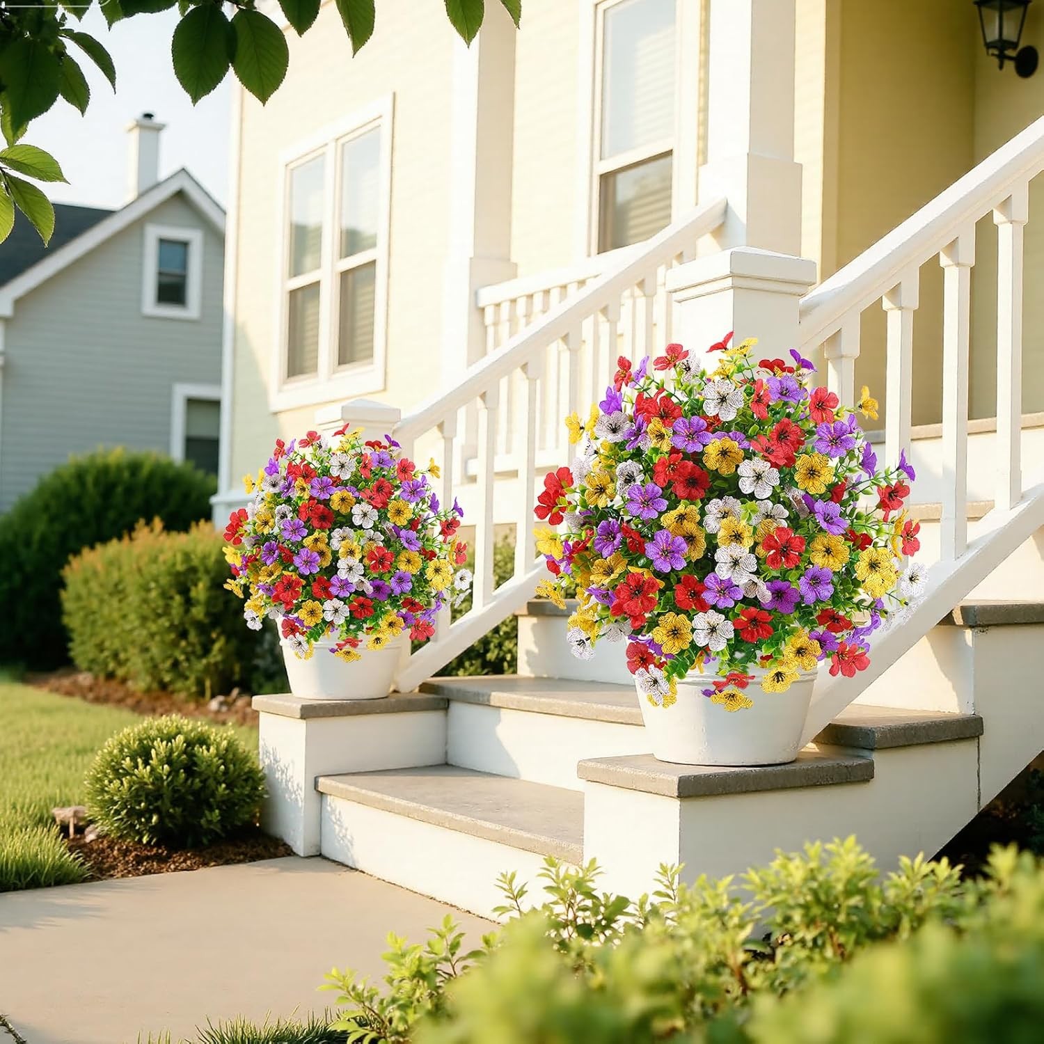 2Pcs 20″ Artificial Topiary Ball Flowers for Outdoors, Spring Decoration with…