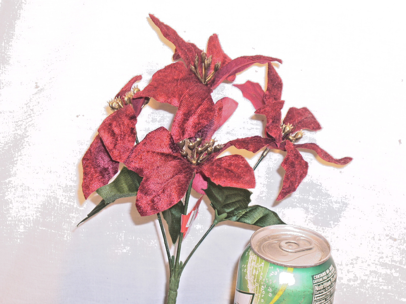 12 ASHLAND CHRISTMAS 9 INCH BURGUNDY POINSETTIA 4 STEM BUSH SILK FLOWER 756035