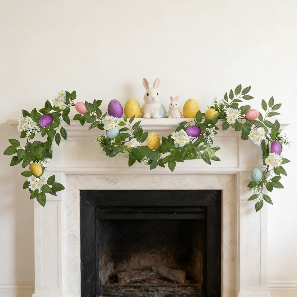 Spring Decorative Vine Featuring Egg Daisy Bunny Design for Indoor Display