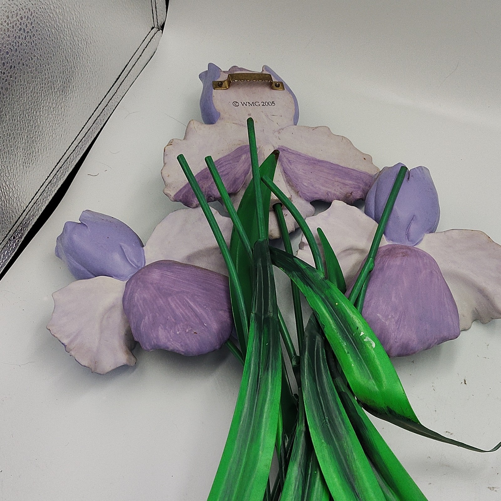Purple iris wall hanging resin and metal WMG 2005 29″
