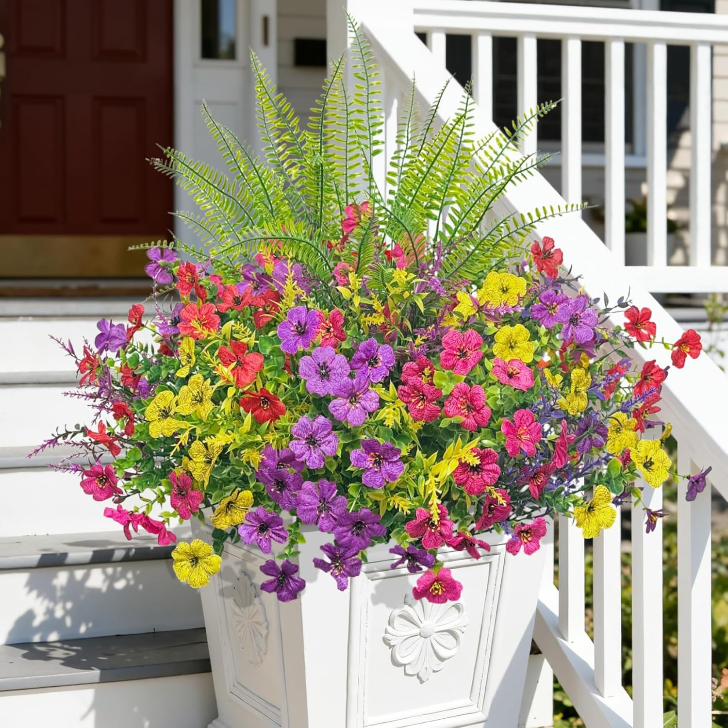 20 Bundles Artificial Flowers for Outdoors, UV Resistant Silk Fake Flowers with