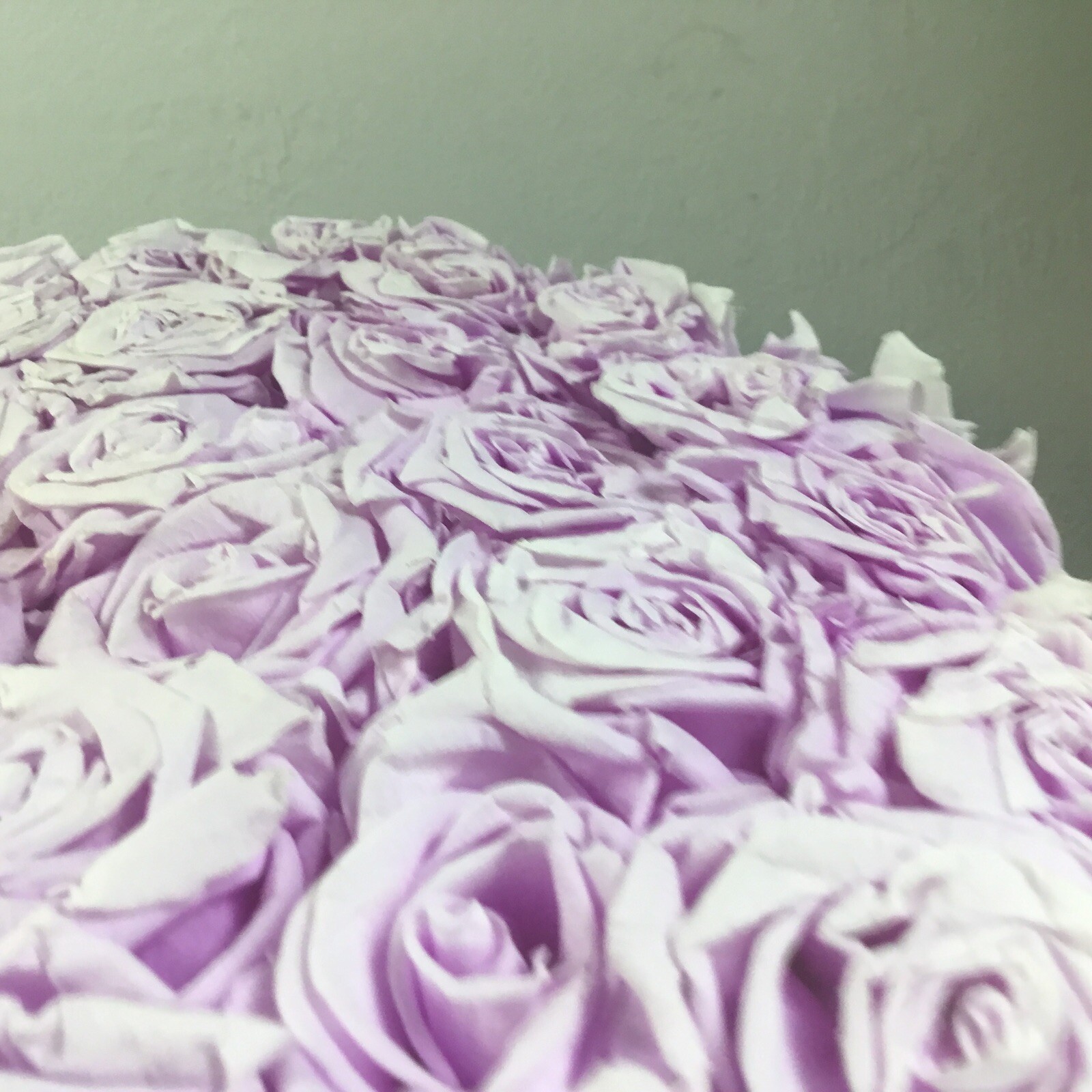 Venus Et Fleur Large Flower Box Black Gold Lettering Violet Roses9”tall 12”dia.