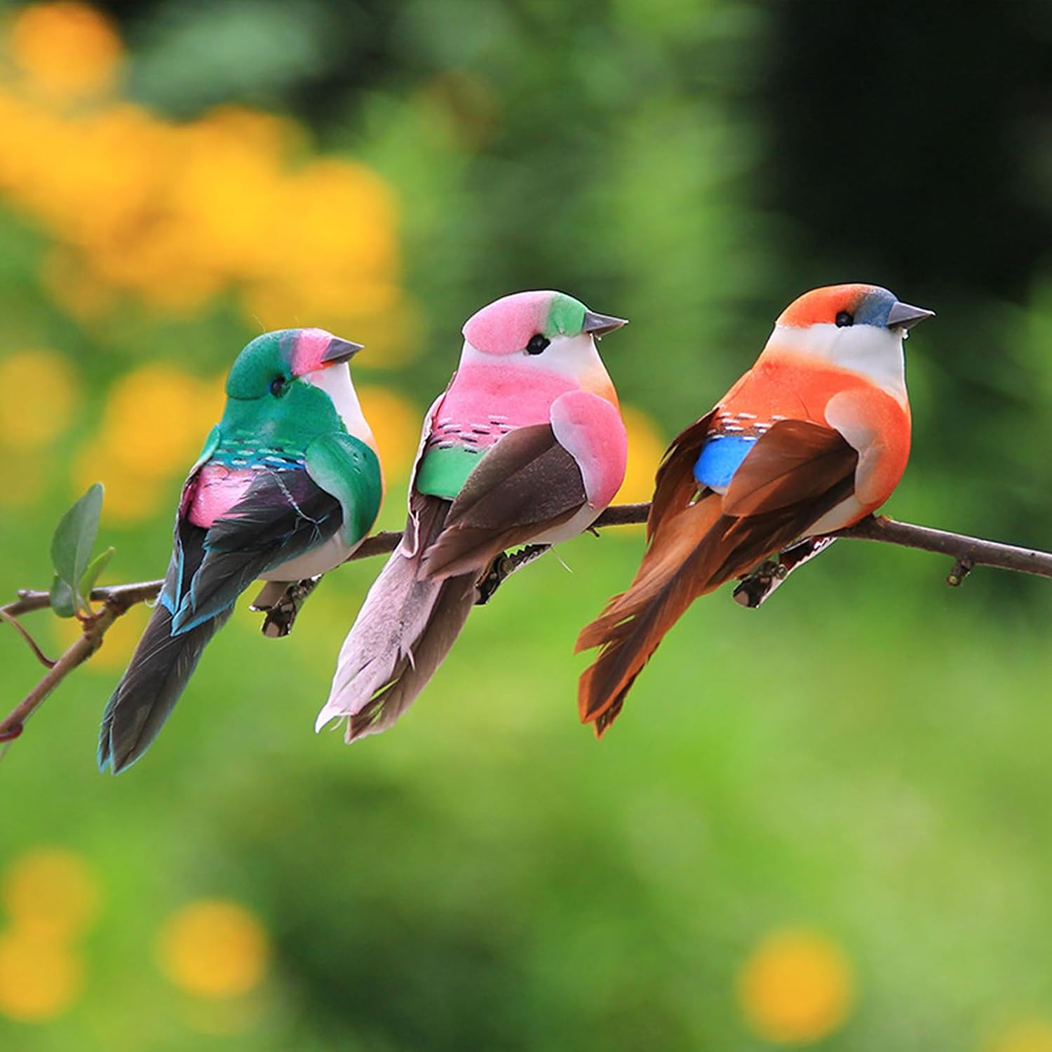 6Pcs Artificial Spring Birds Clip on Colorful Bird for Crafts Tree