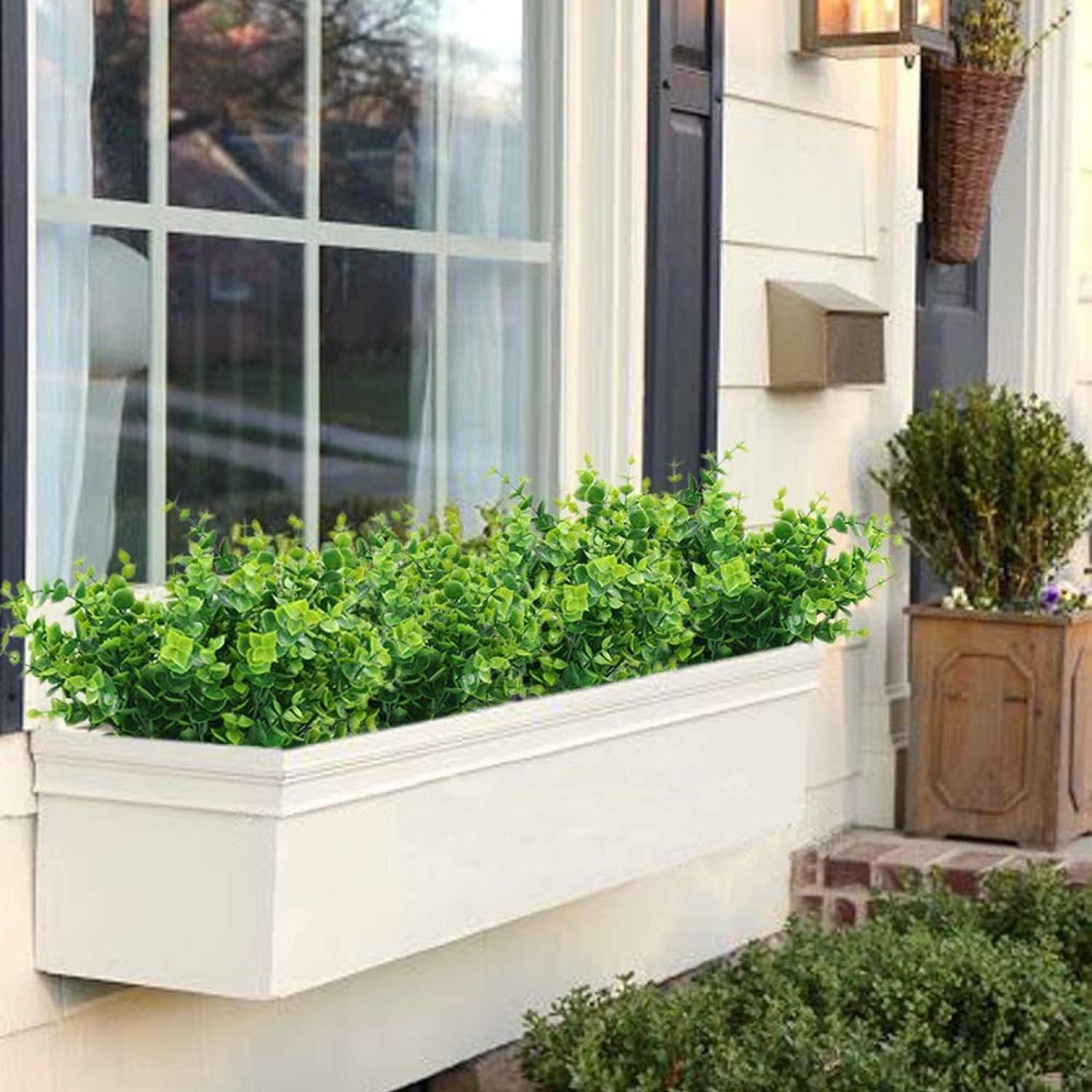9 Bundles Fake Plants Artificial Boxwood Greenery 63 Stems Indoor Outdoor Decor