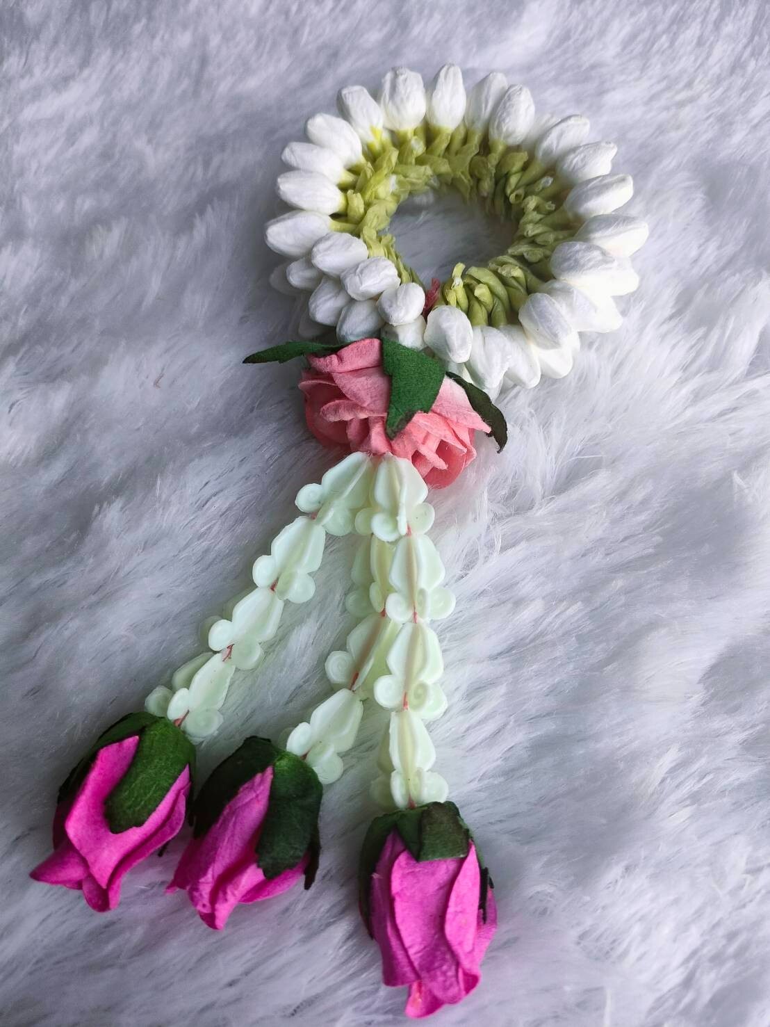 Garland Artificial Jasmine flowers Tissue Paper Fragrant Glue White Round Ubamal