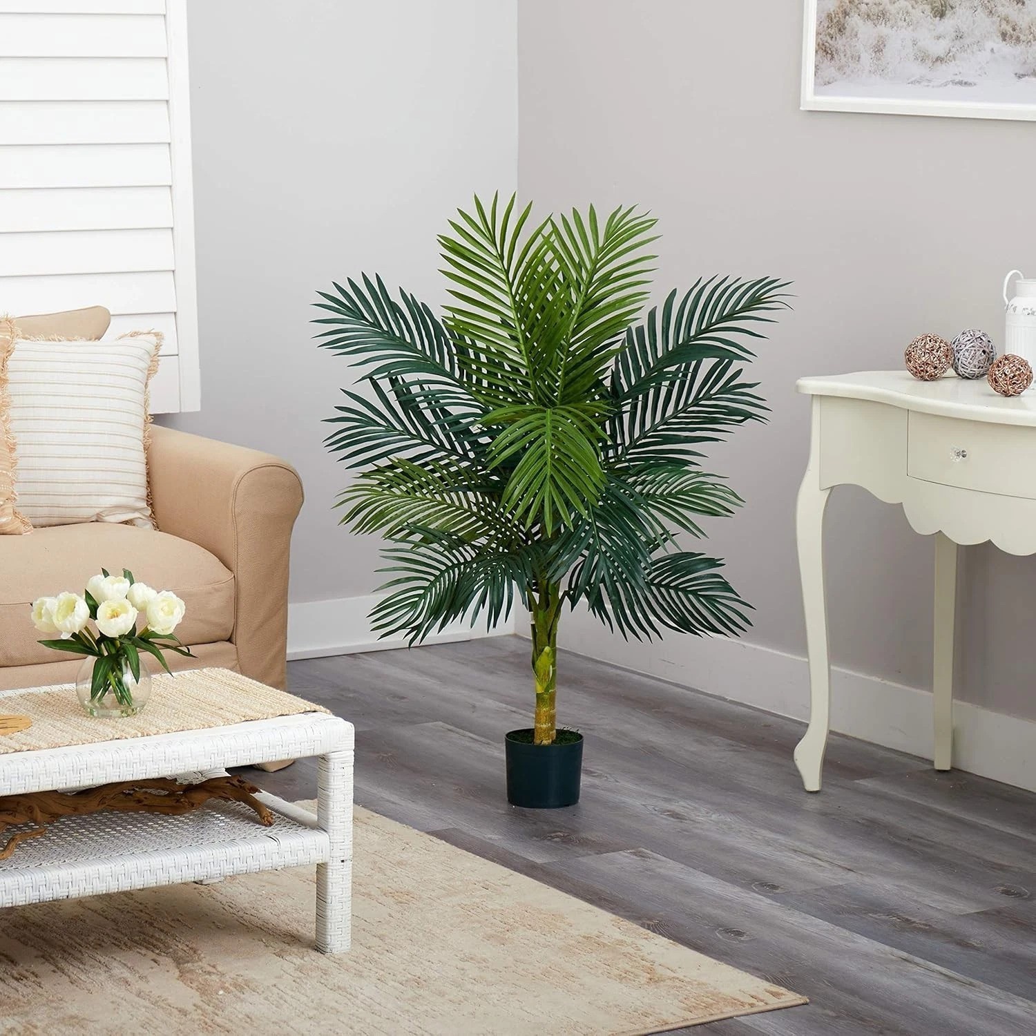 Lifelike 4ft Golden Cane Palm Tree – Perfect Indoor Decor & Housewarming Gift