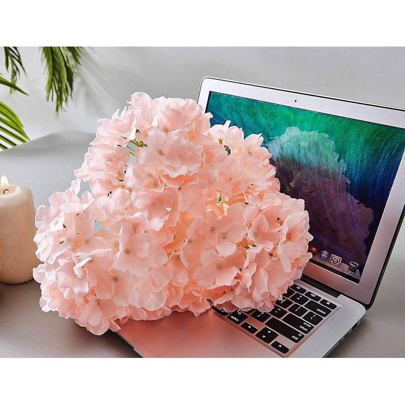 Artificial Silk Hydrangea Flower Heads W/ Stems Wedding Decorations 10pcs New