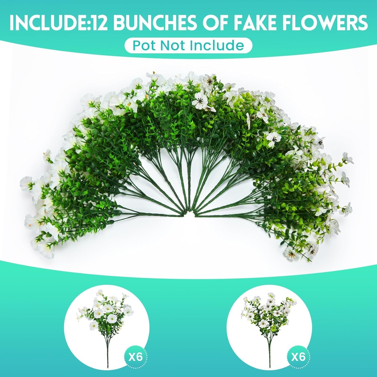 Zero Maintenance Artificial Flowers for Home, Patio, and Garden – 12 Bunches