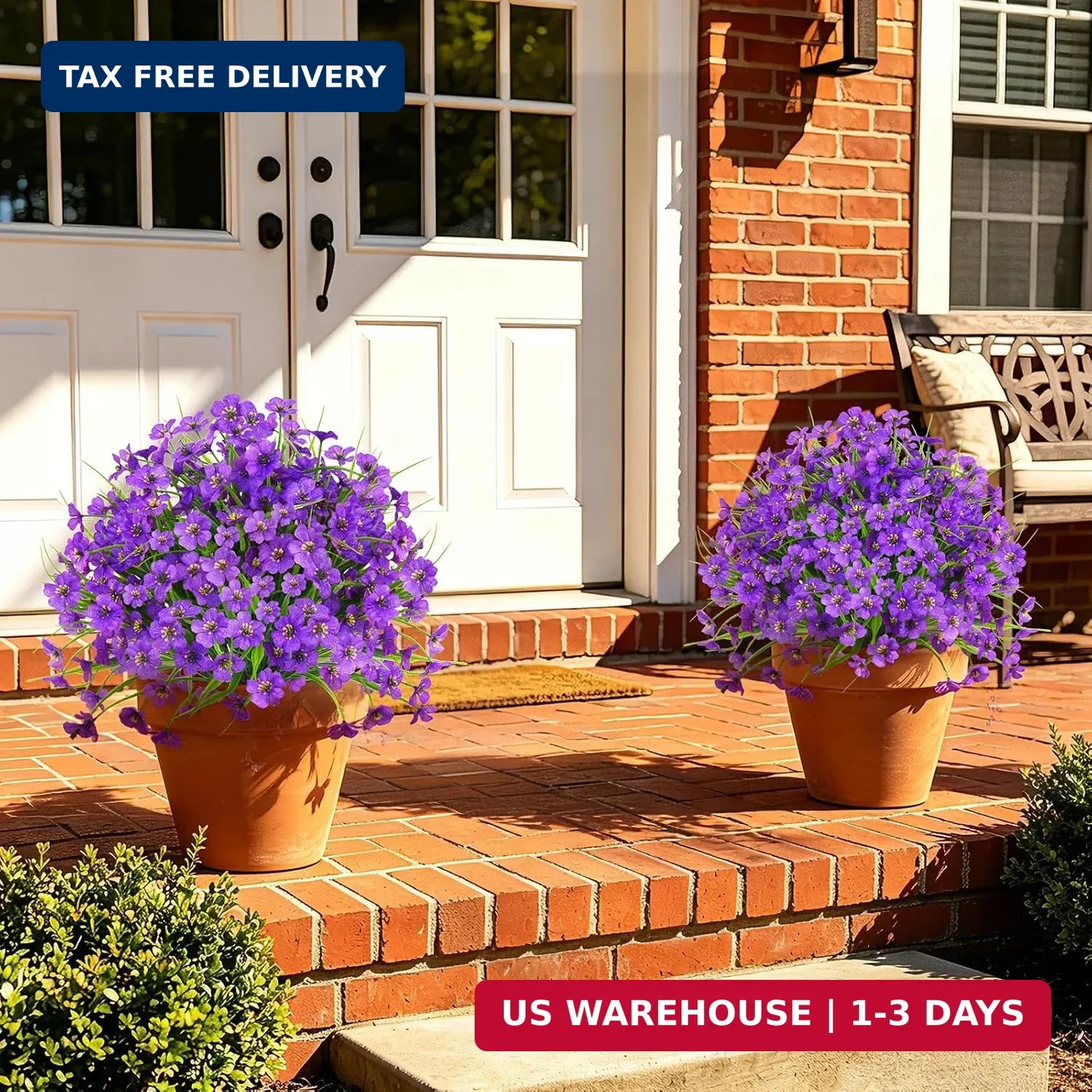 Grooy Set of 2 Artificial Topiary Ball Flower for Outdoor | UV Resistant Faux Fl