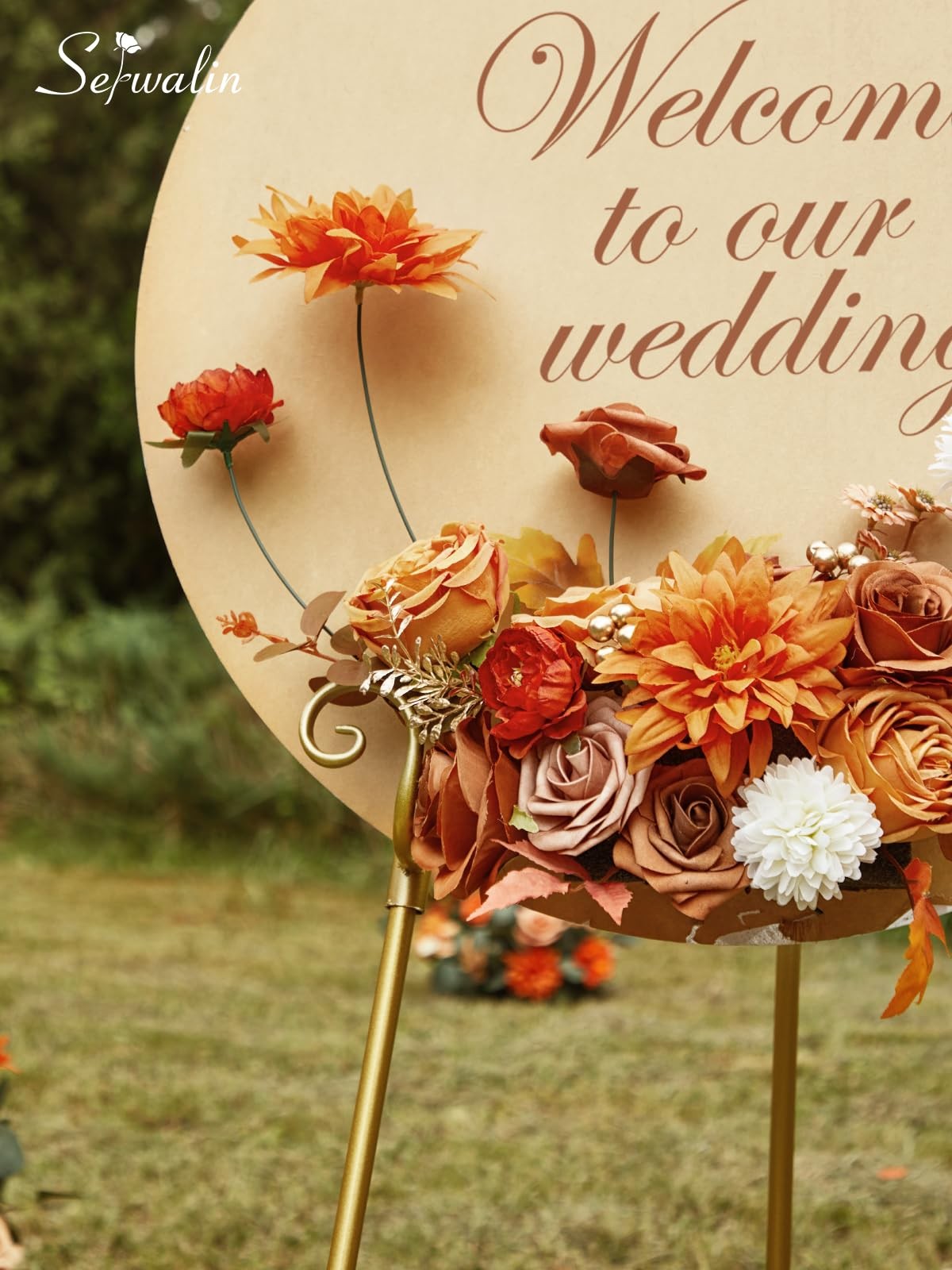 Burnt Orange Artificial Spring Flowers Silk Fake Cake DIY Wedding Decoration