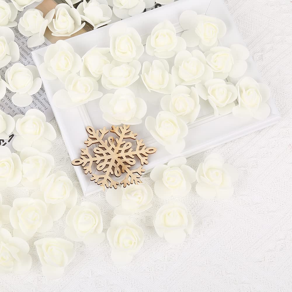 Ivory Mini Foam Rose Heads 500 PCS Artificial Flowers for DIY Crafts Bouquets