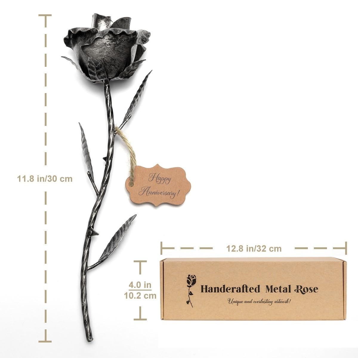 Metal Rose Gift for 6th Anniversary – Handcrafted Iron Flower for Him & Her