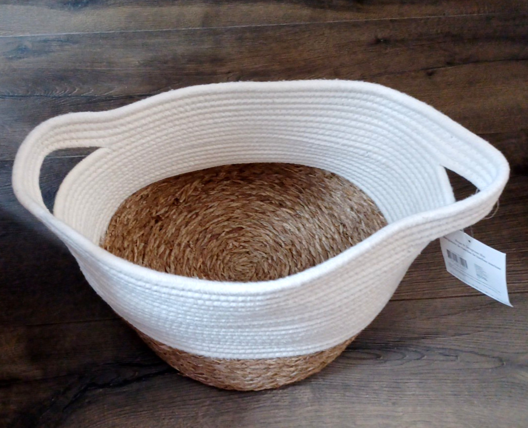 Allen + Roth Rope And Sea Grass 15″ X 12″ X 9.5″ Beige And Natural Basket