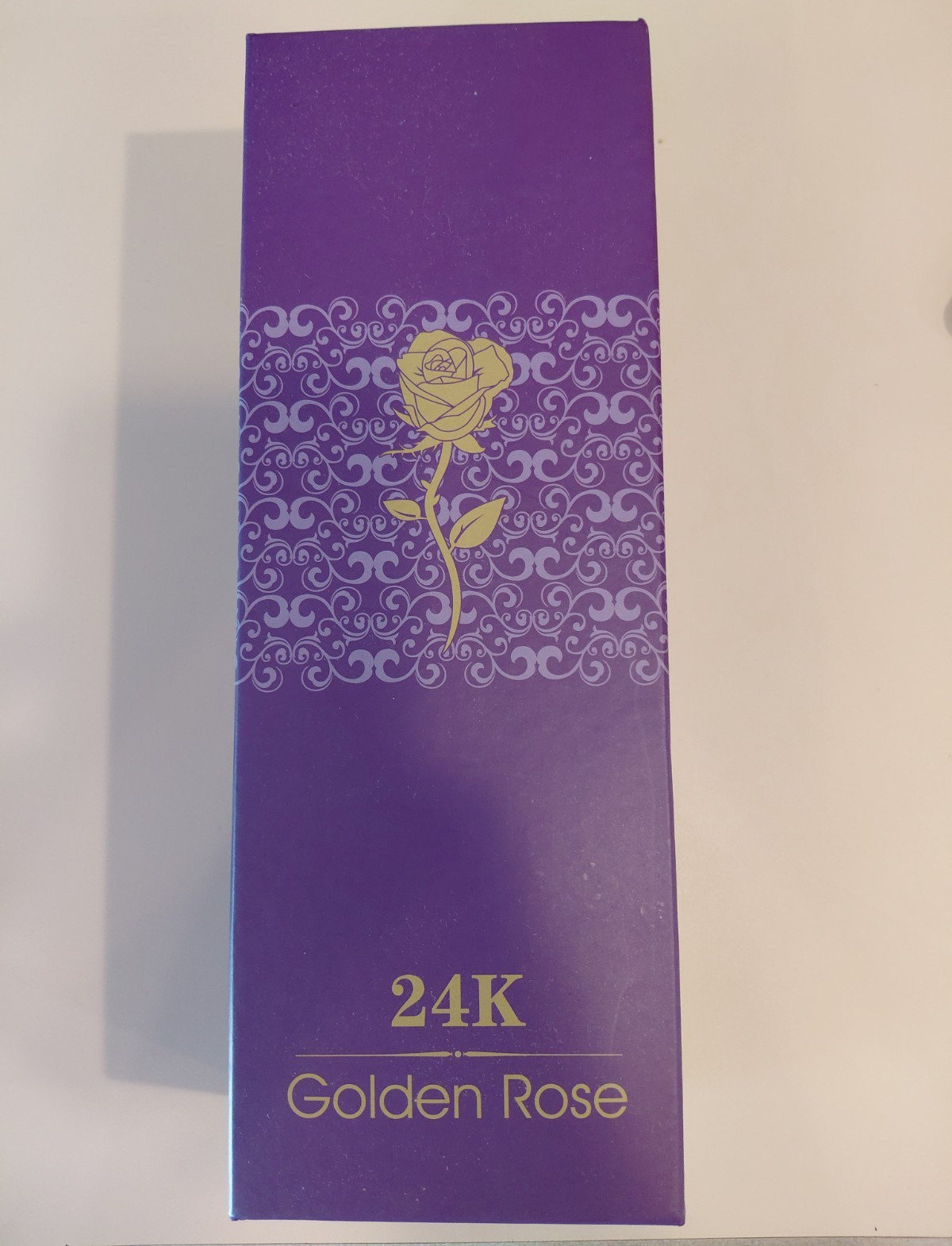 24K Purple & Gold Artificial Metal Rose Flower Stem 12 in with Gift Box