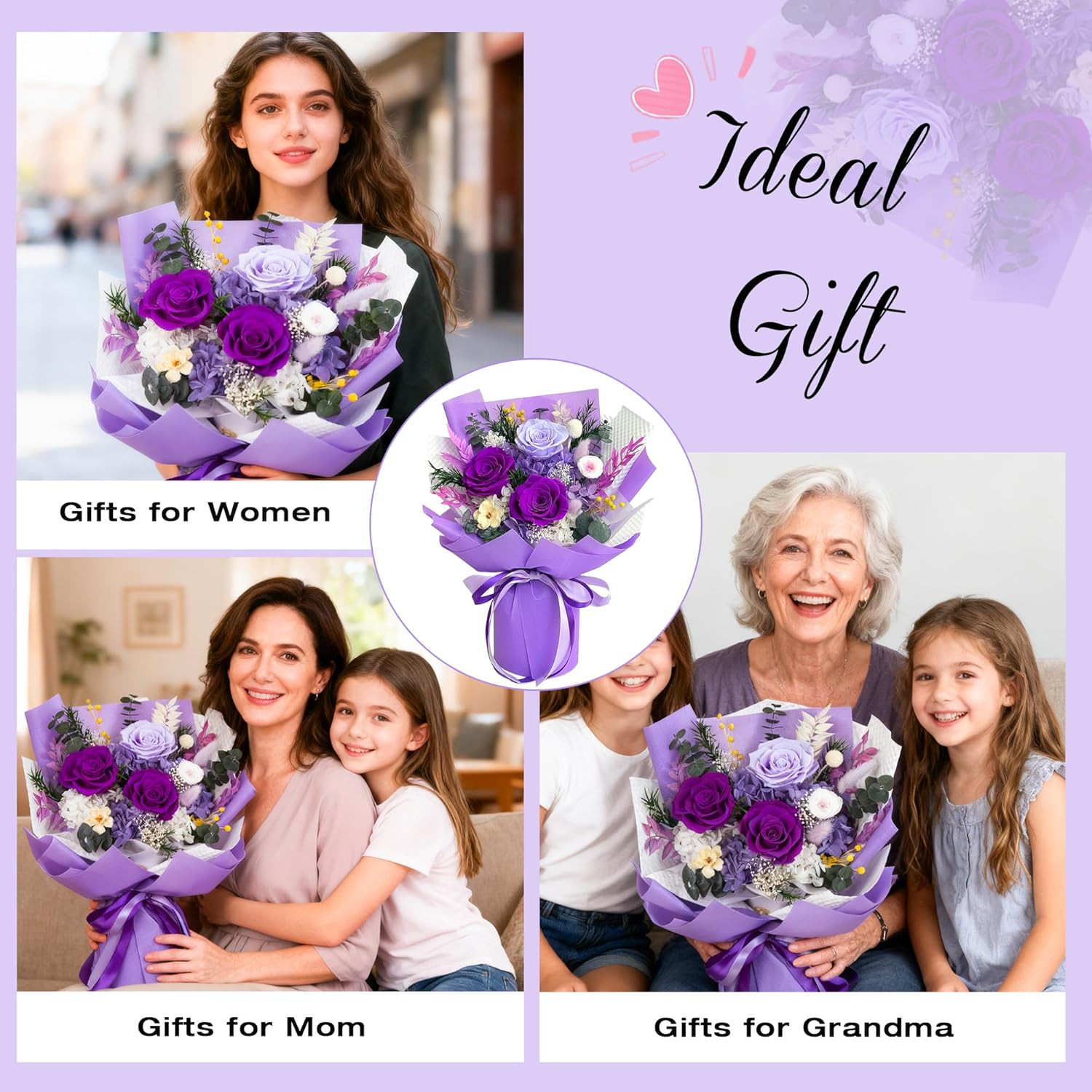 Vrioca Flowers for Delivery, Preserved Flowers Bouquets, Birthday Gifts for Wome