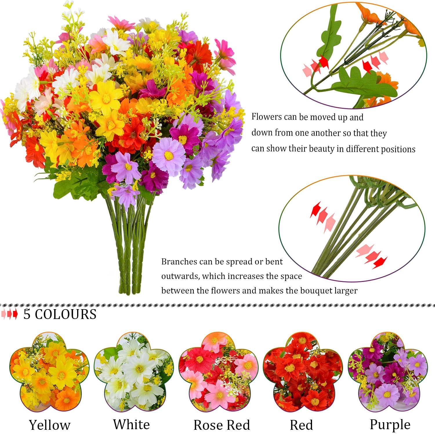 XONOR Artificial Cemetery Flowers Memorial Silk Daisy with Vase for Grave Hea…