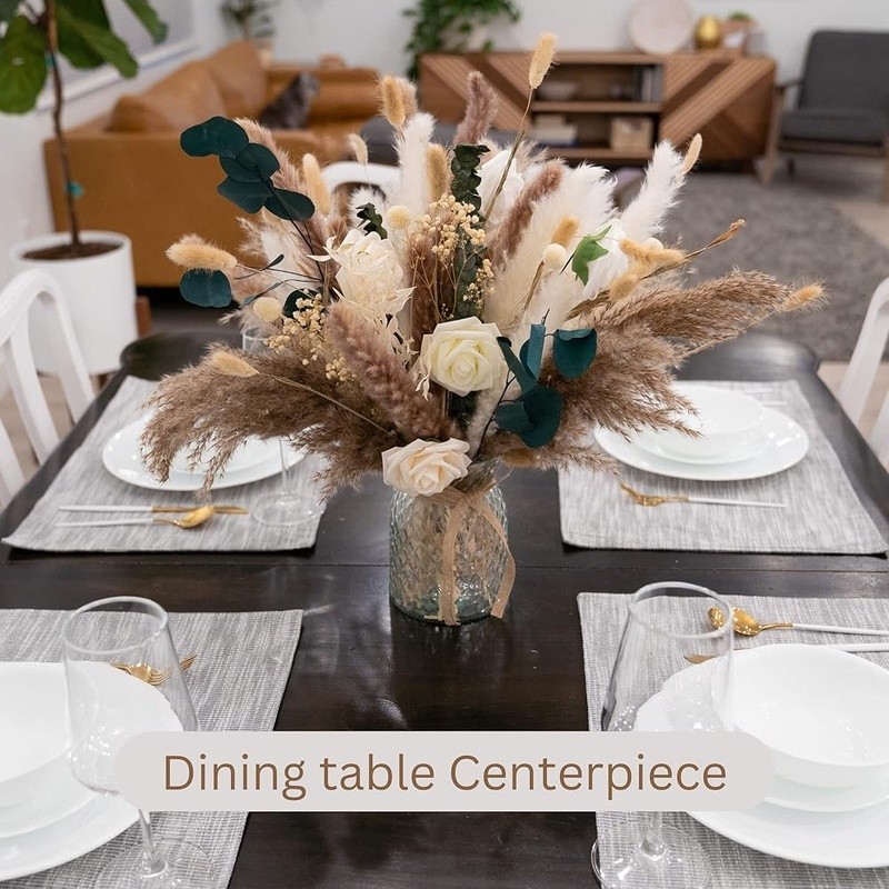 Elegant Artificial Flower Arrangement W/ Glass Vase Table Centerpiece Decor New