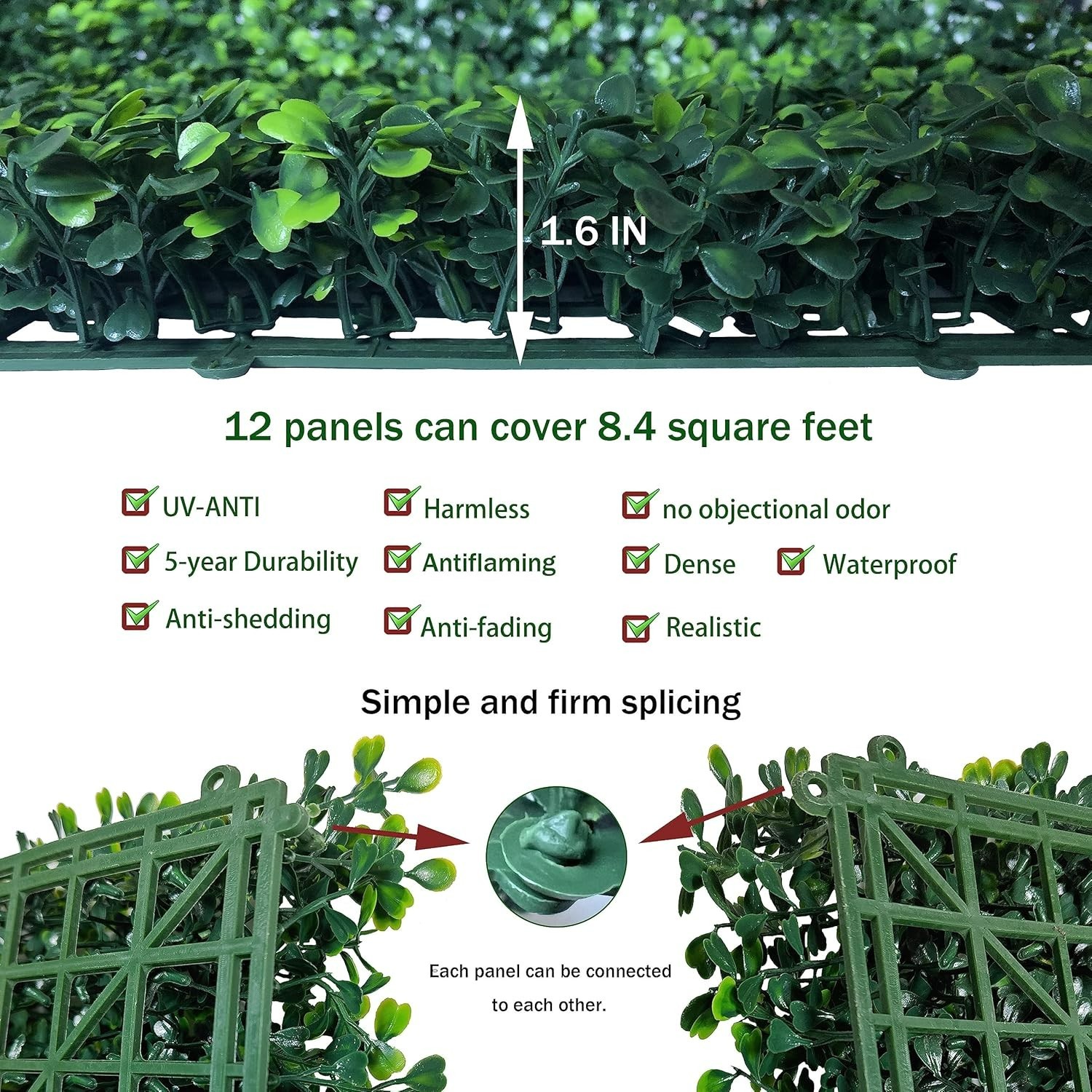 10×10 Artificial Grass Décor Panels – 12 Pcs for Outdoor Privacy Screens