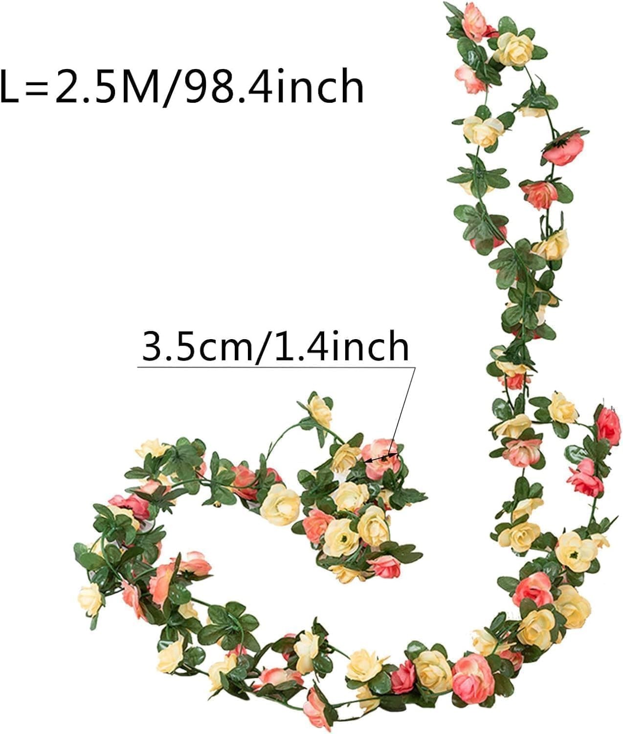 Red Artificial Peony Flower Garland, Silk Hanging Vine, 72 Inches, for Weddin…