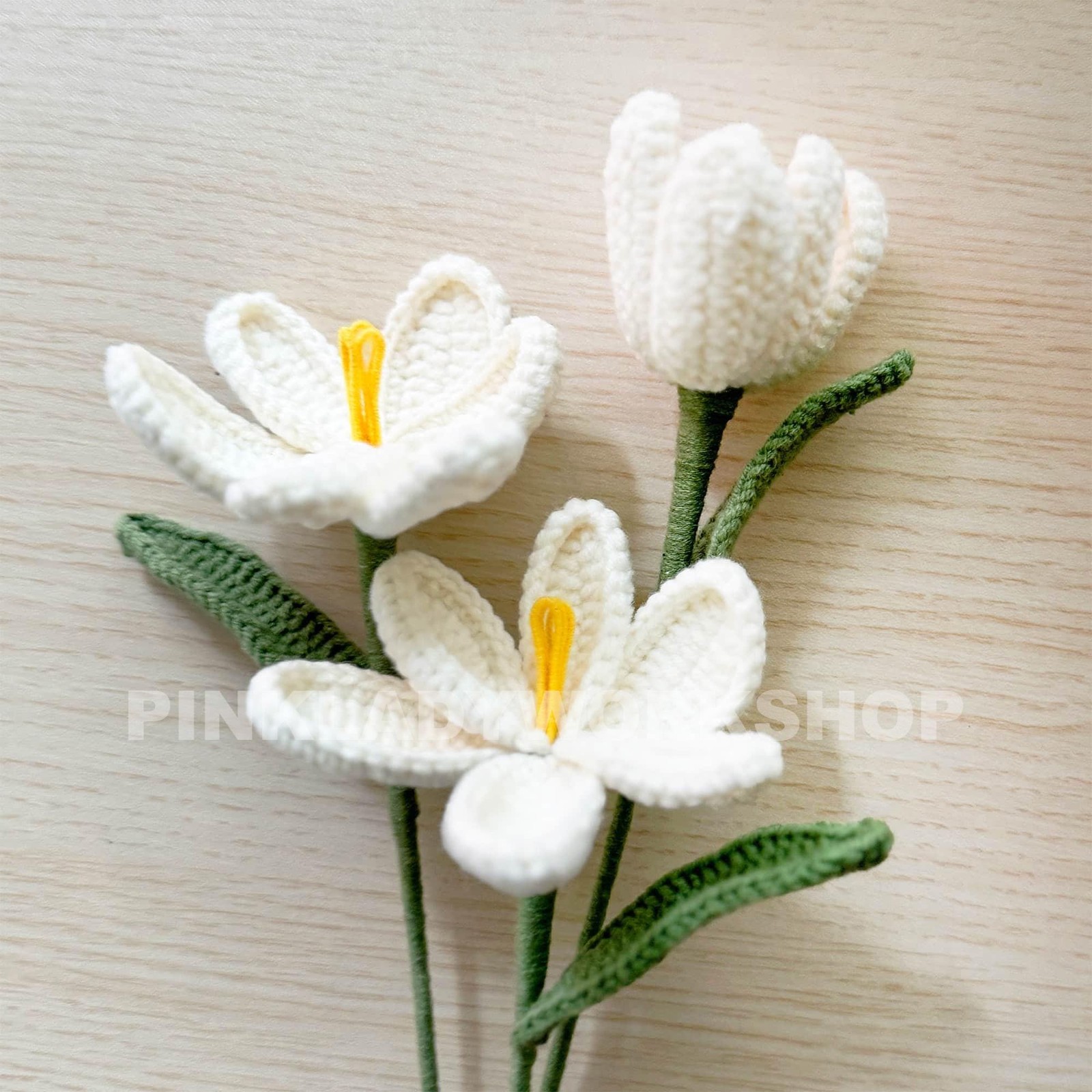 Handmade Crochet Tulip Flower Stems (no vase) | Pink | Bouquet | Gift for Mom