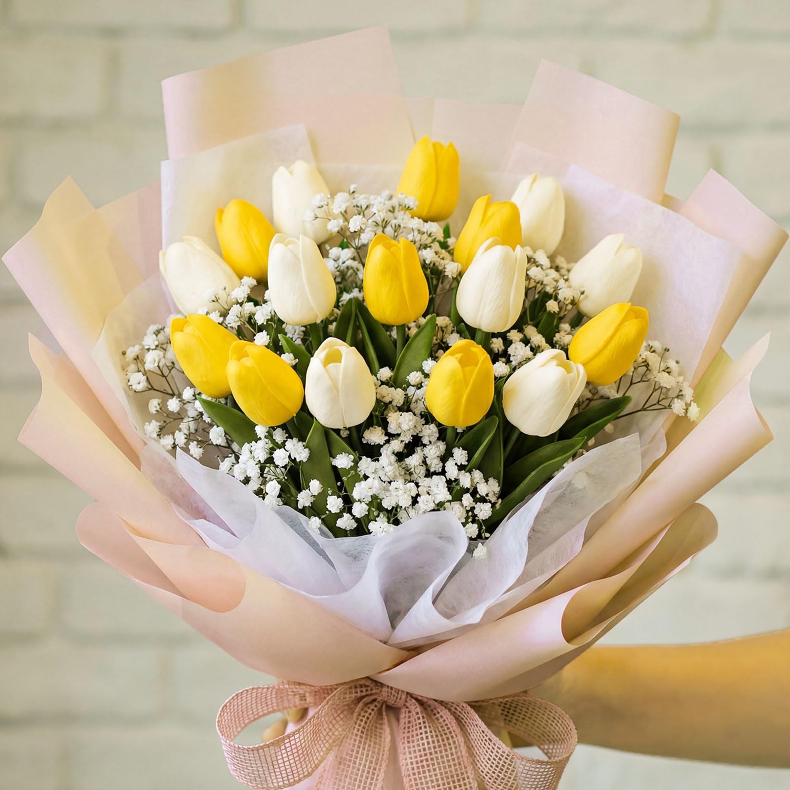 60pcs Artificial Tulip Flowers Fake PU Tulips Faux Latex Bouquet Flower Cente…