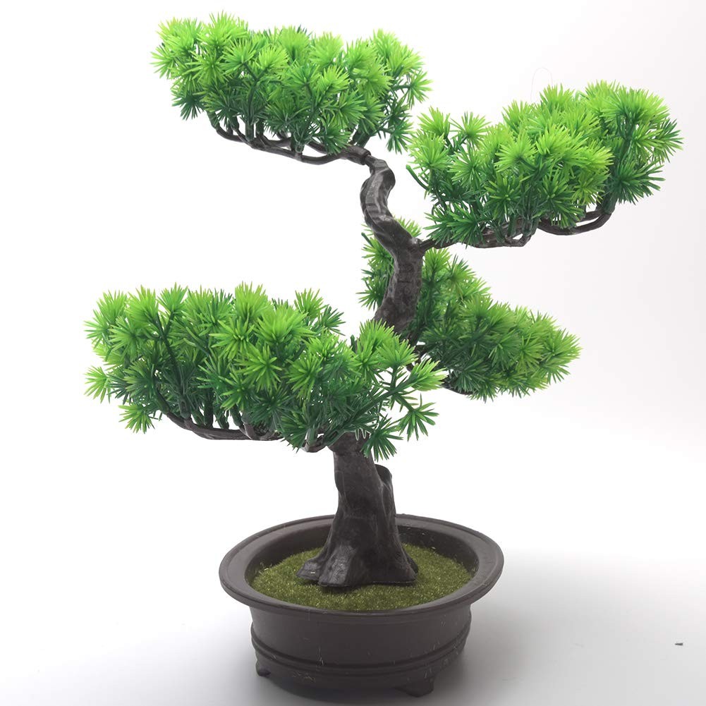 Artificial Bonsai Tree Simulation Pine Potted Fake Green Plant Zen Garden