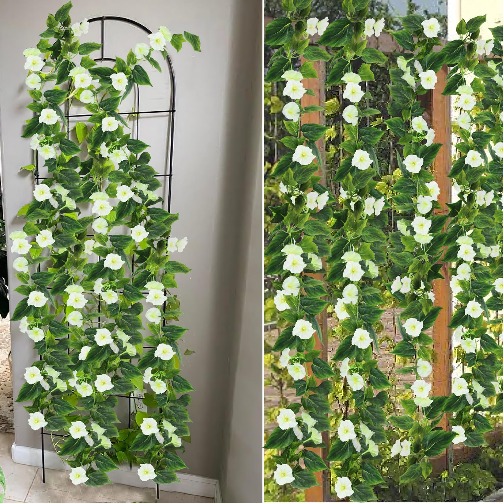 2 Pcs Artificial Vines Silk Morning Glory Vines for Outdoor 15Feet Hanging Pl…