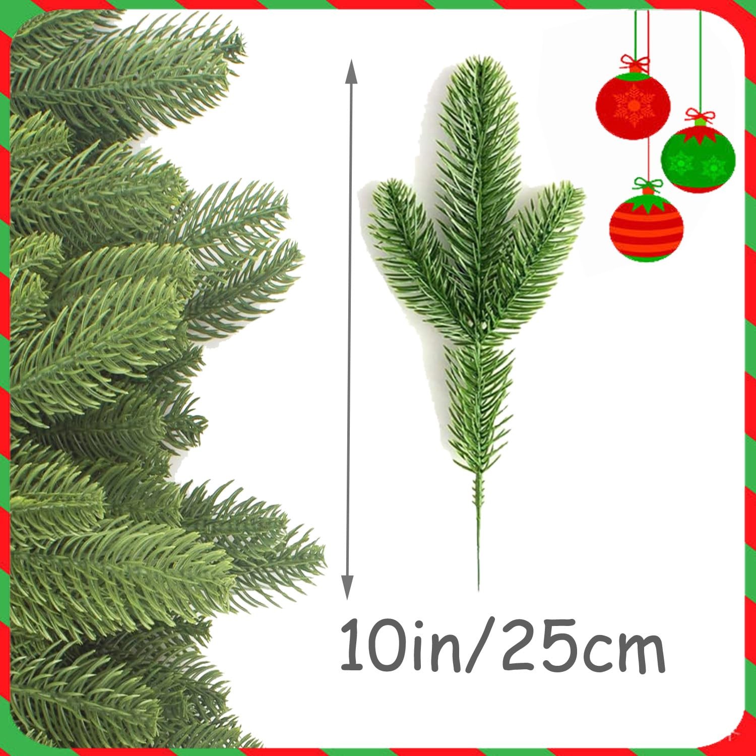 Christmas Artificial Pine Branches Fake Greenery for Crafts Garland Wreath Decor